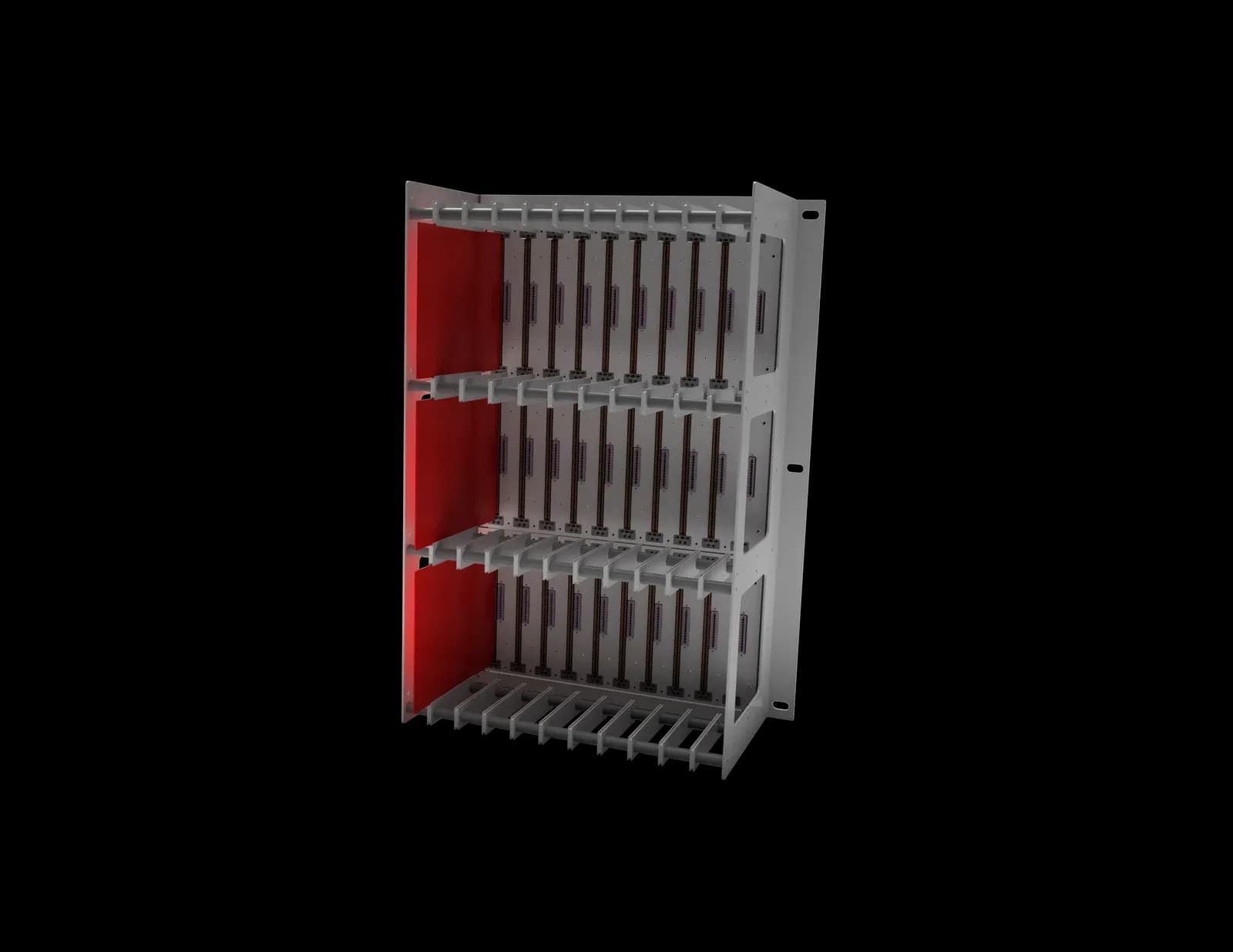 Room-temperature rack with inserted test boards